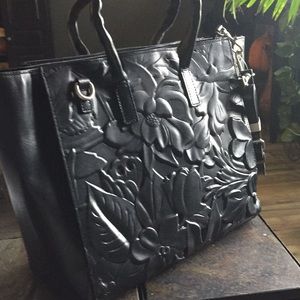 Patricia Nash Milliania Black Leather Tote/Xbody
